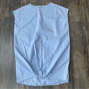 Knott Bohemian Lagenlook Blue Cotton Short Sleeve Dress